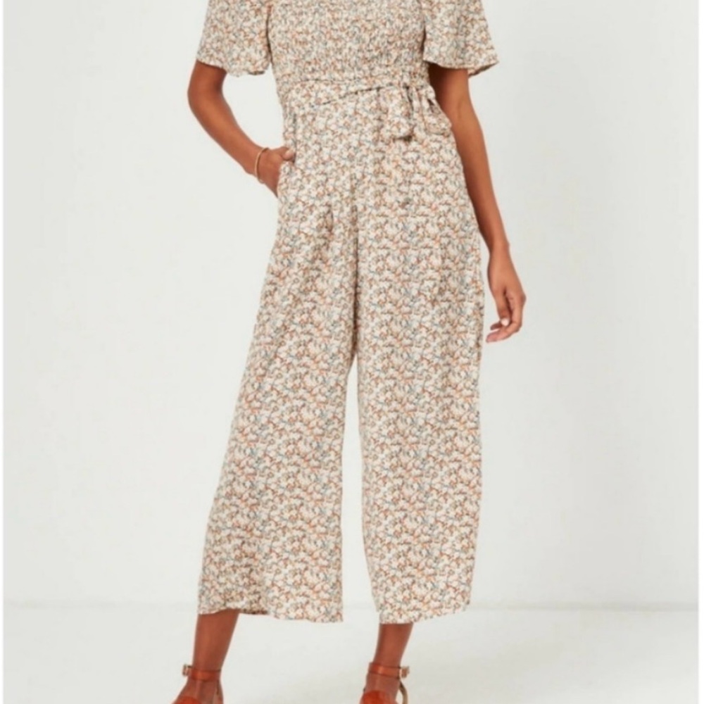 Floral Print Jumpsuit with Tie Waist